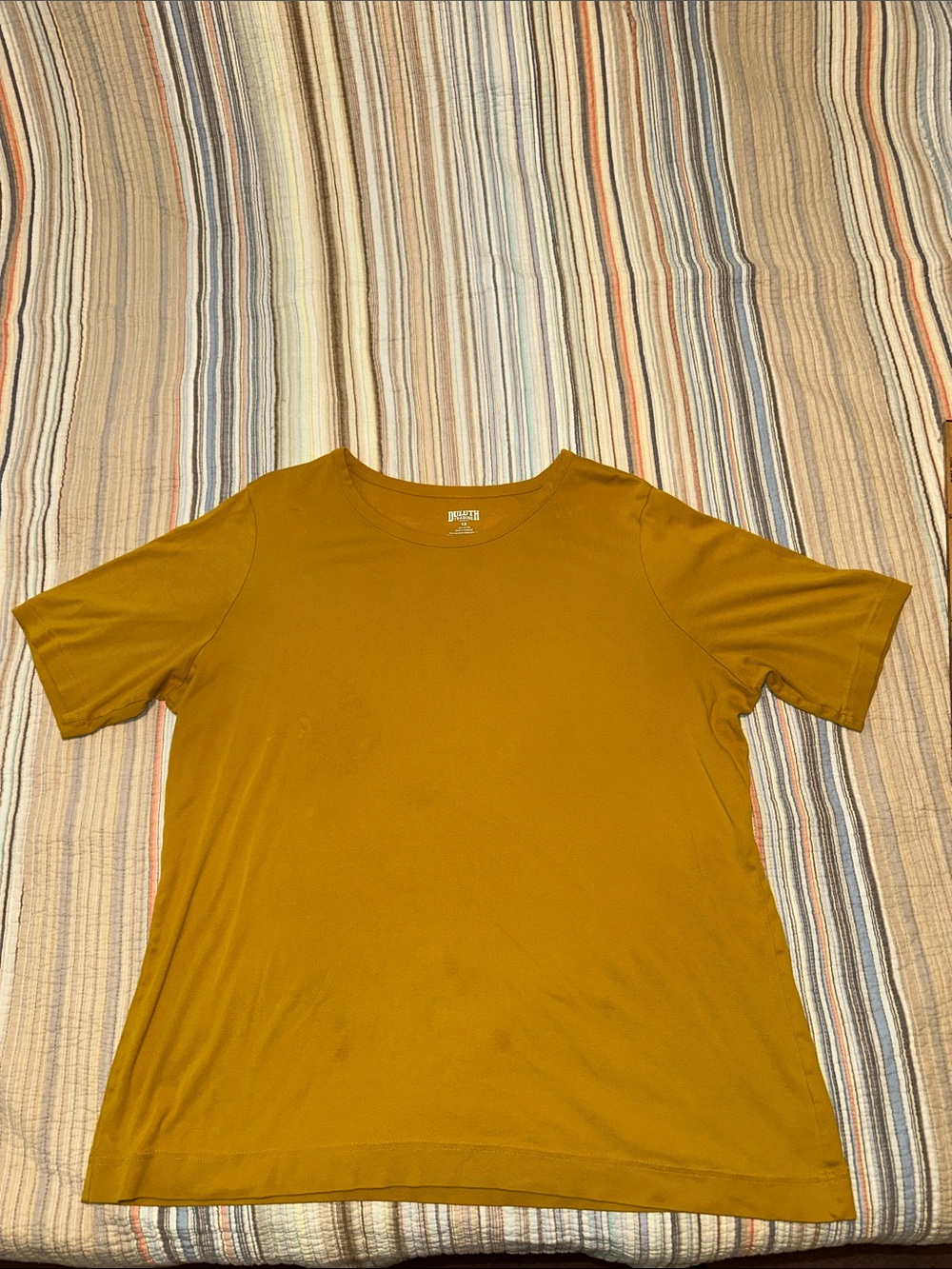 Duluth Trading Co Women's Crew Neck T-Shirt in Mustard Gold